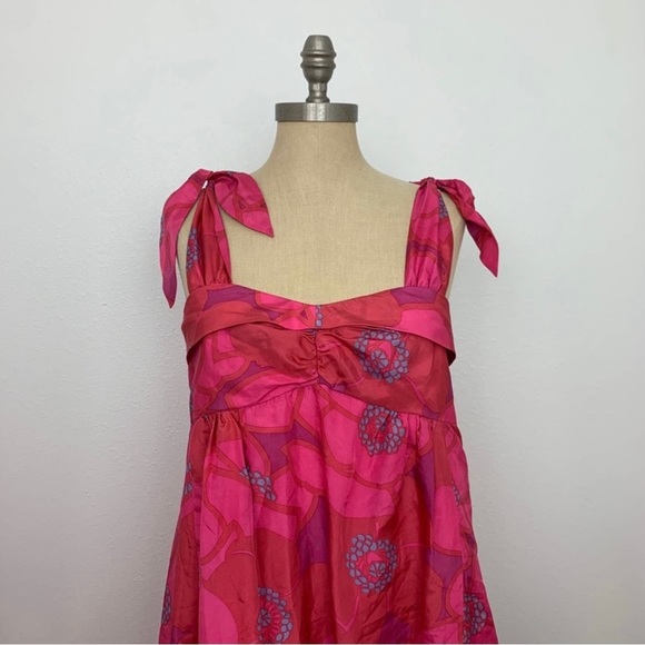 Marc Jacobs Women’s Sz 10 Tulip Bubble Dress Tie Straps Pink Y2K Vtg 100% Silk - Picture 5 of 9